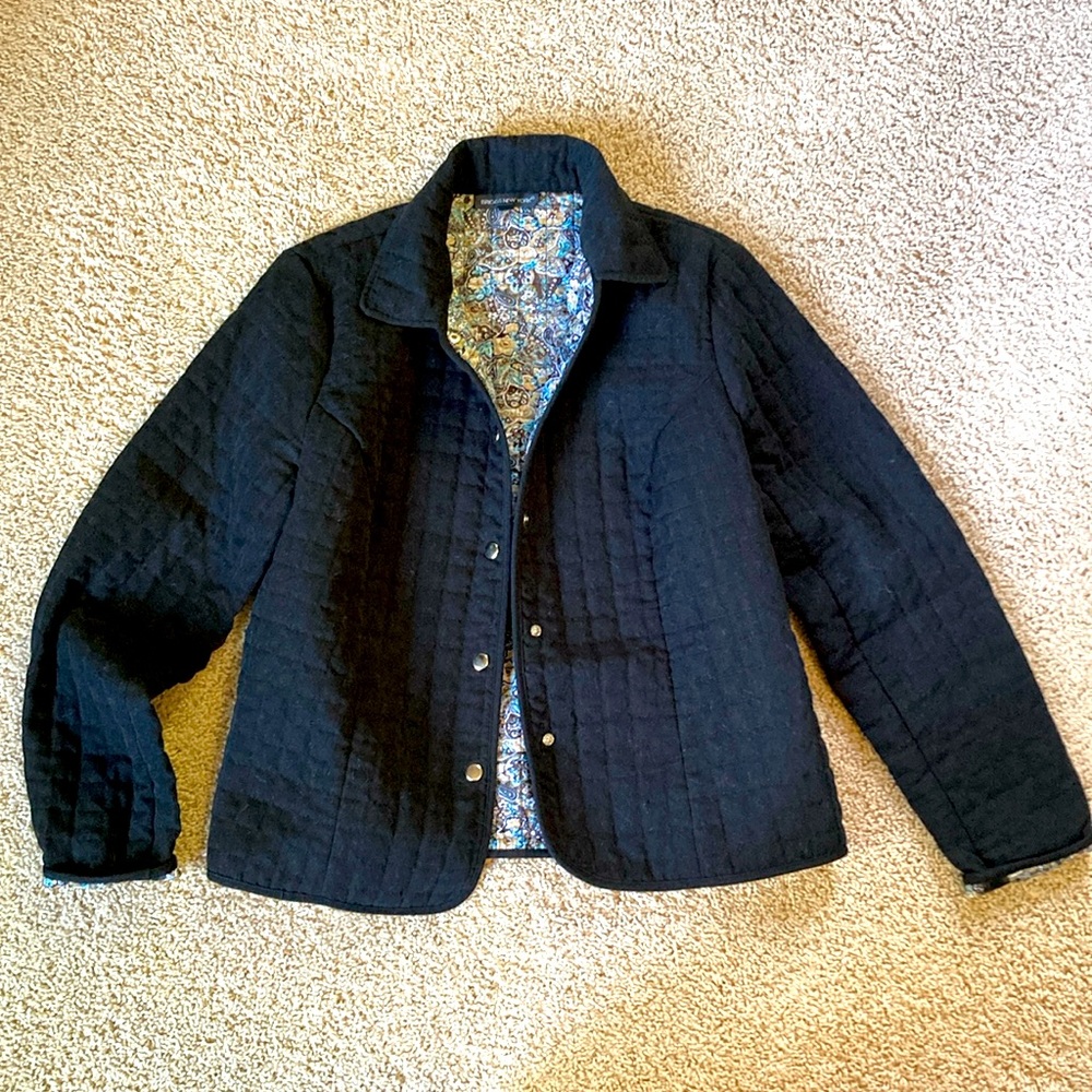 Quilted Black Jacket with Patterned Interior